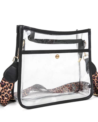 Leopard print strapped stadium bag